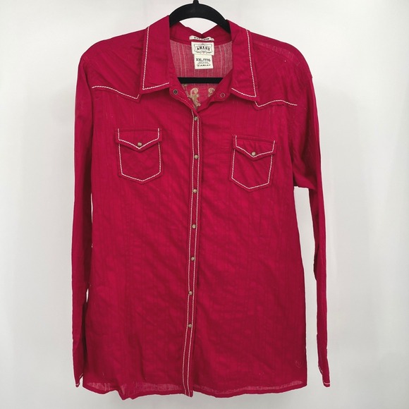 Ariat Womens XXL Red Embroidered Western Snap Front Shirt Fitted, Long Sleeve - Picture 4 of 11